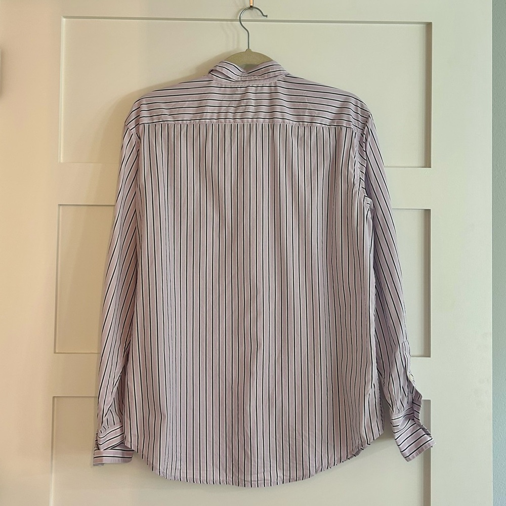 J. Crew Striped Button-Up Blouse Purple Stripe - Picture 3 of 3